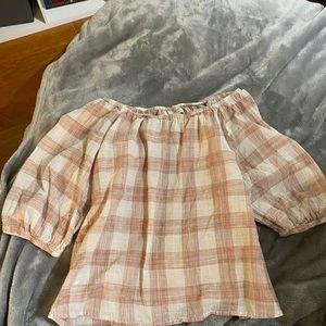 Universal Thread Off The Shoulder Checkered Top